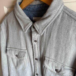 Outerknown The Blanket Shirt Mens Size M Light Gray Heavy Flannel Organic